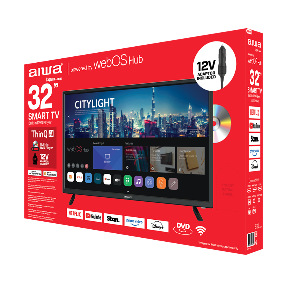 AIWA 31.5" HD LED WebOS TV with DVD Player AWS320DVD