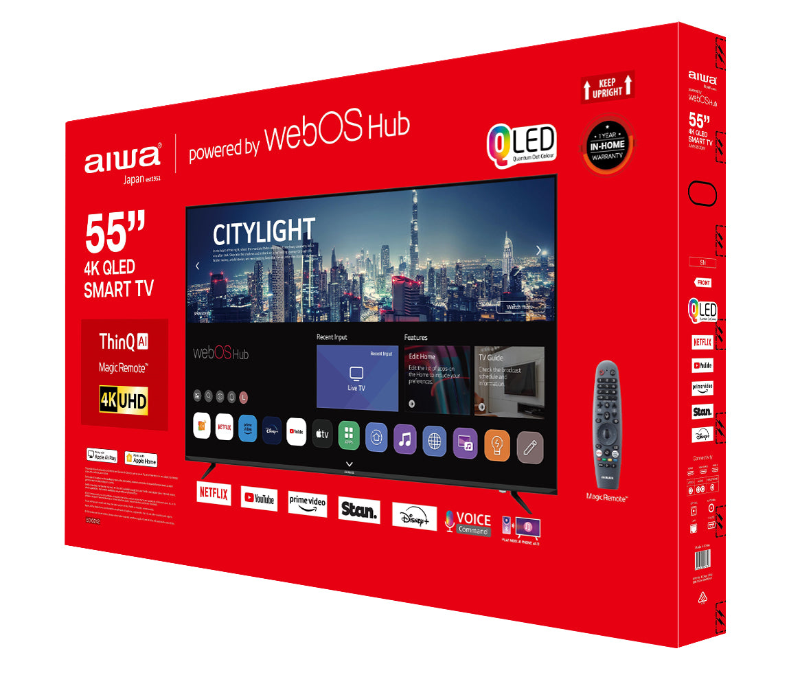 AIWA 55” QLED Smart TV with 4K UHD, webOS Hub & Magic Remote (AWS550QW)