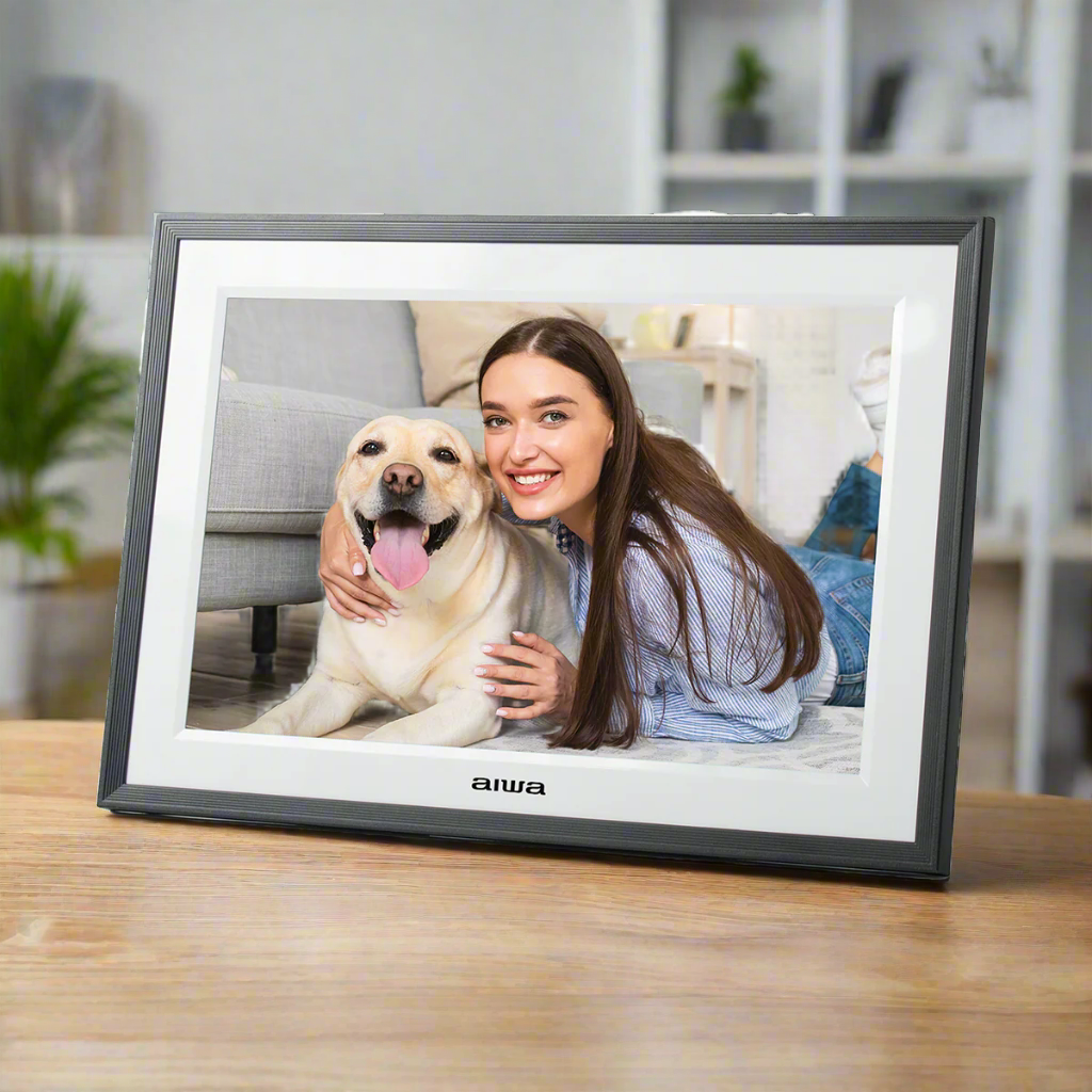 AIWA 10" Smart Photo Frame | Touchscreen Display, WiFi, Frameo App, Family Photos & Videos