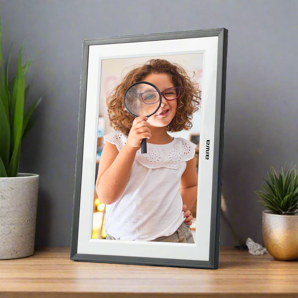 AIWA 10" Smart Photo Frame | Touchscreen Display, WiFi, Frameo App, Family Photos & Videos