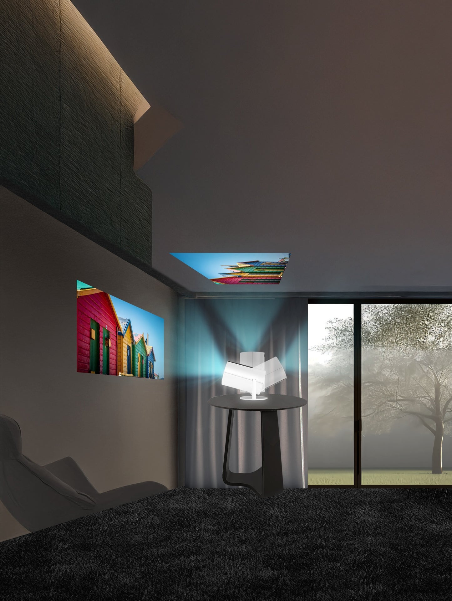 AIWA Smart LED Projector with Remote Control – 130” Display, WiFi + Bluetooth, 720P HD (AWH02-WHI&BLK)