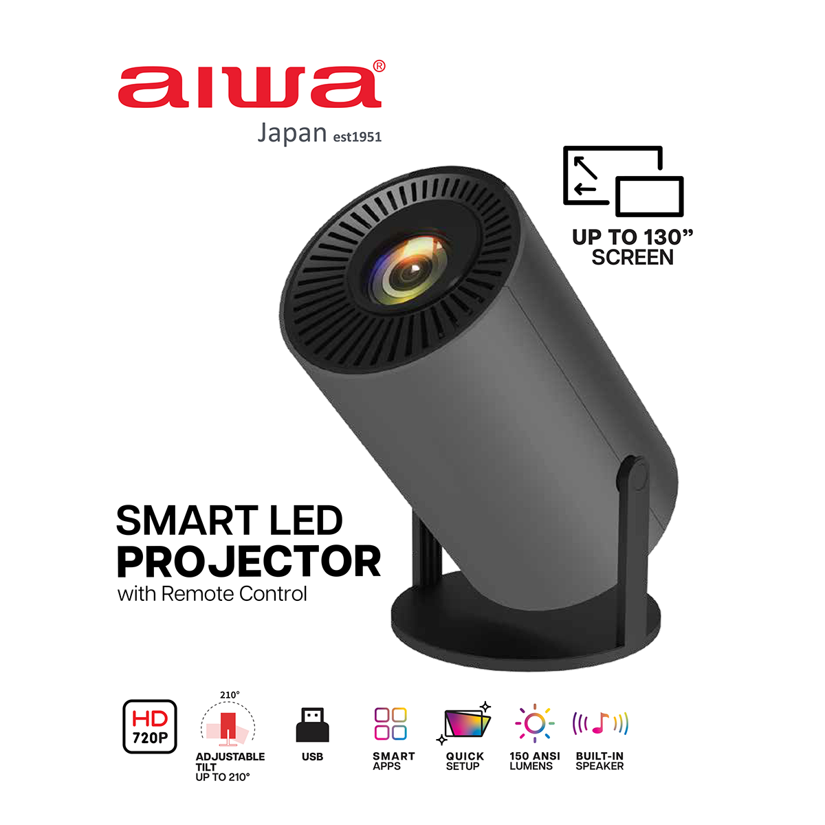 AIWA Smart LED Projector with Remote Control