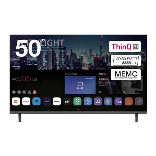 AIWA 50” UHD Smart TV with webOS Hub – Smart Streaming TV with ThinQ AI & MEMC Technology