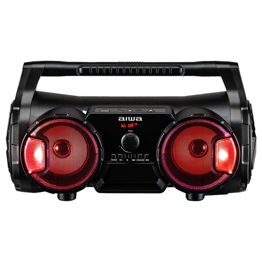 AIWA Portable Bluetooth Speaker with Music-Sensitive Lights, USB/microSD Inputs, Microphone Input, Aux Input and FM Radio