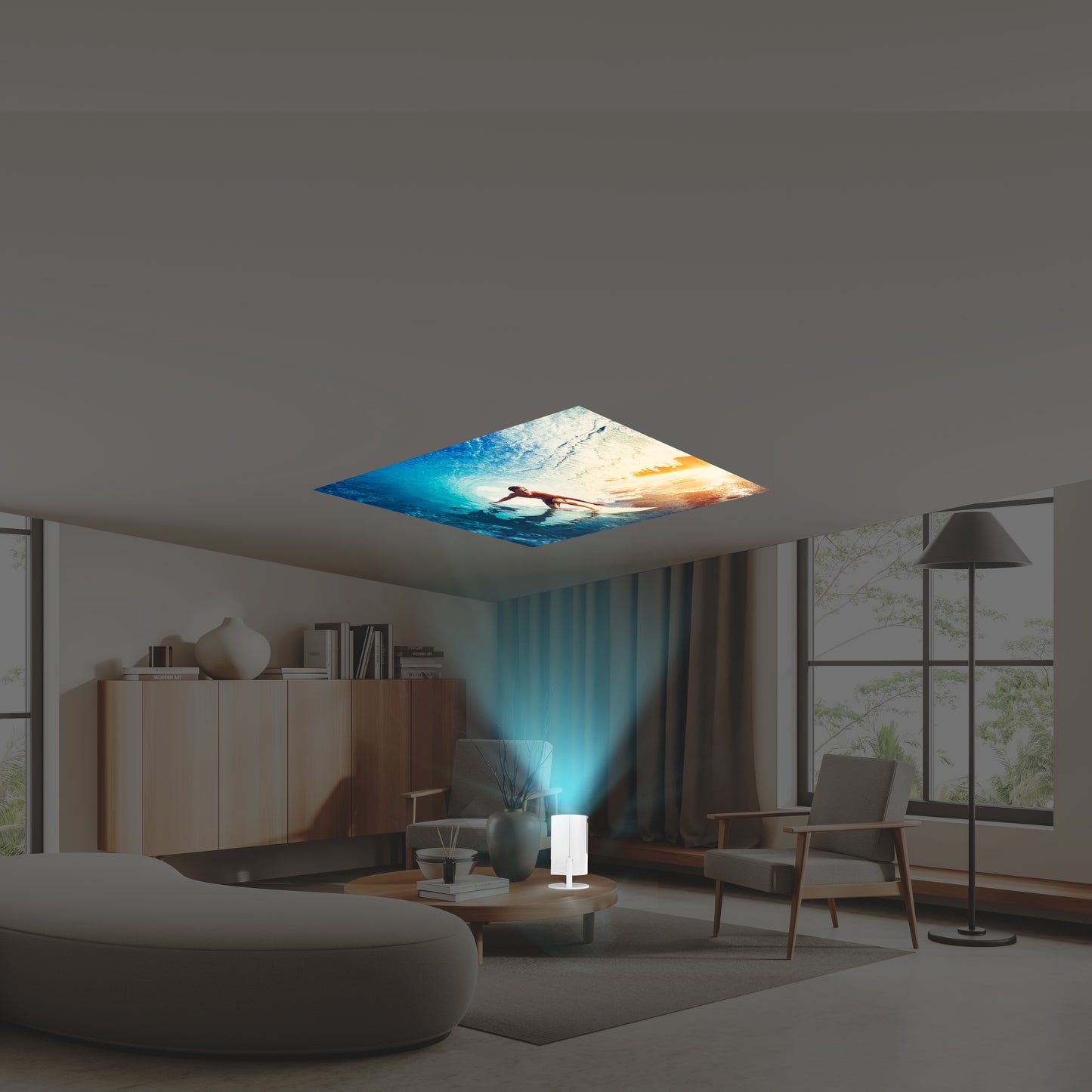 AIWA Smart LED Projector with Remote Control – 130” Display, WiFi + Bluetooth, 720P HD (AWH02-WHI&BLK)