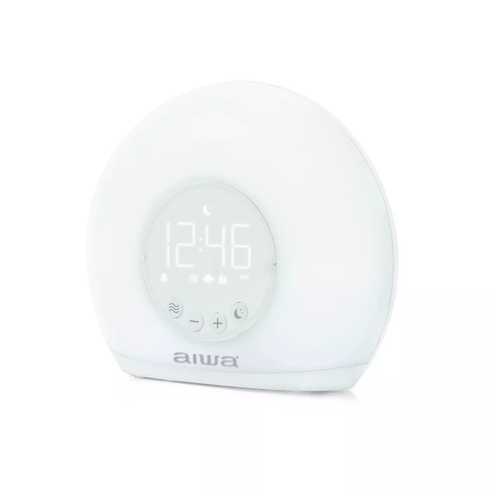AIWA Moon Glow Table Digital Alarm Clock With Sunrise Light White