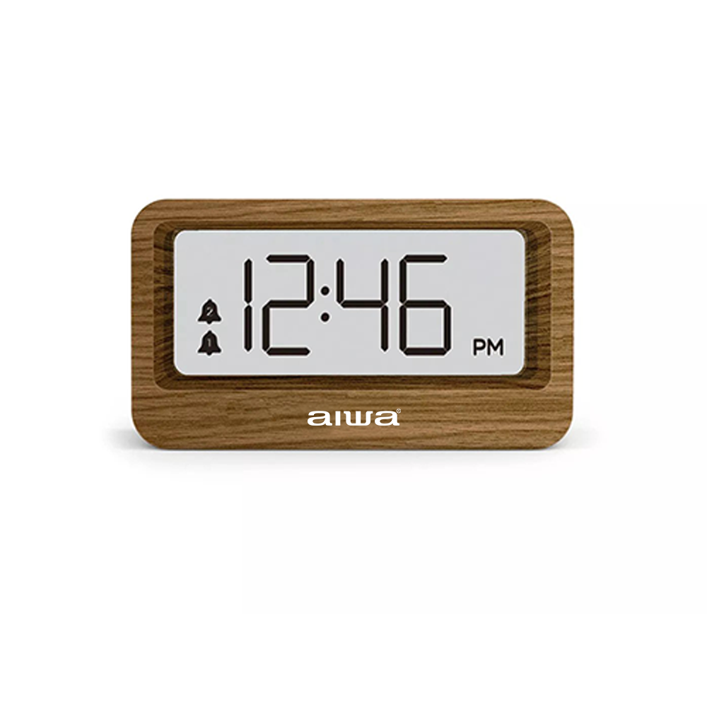AIWA Window Digital Clock with USB Charger Pine