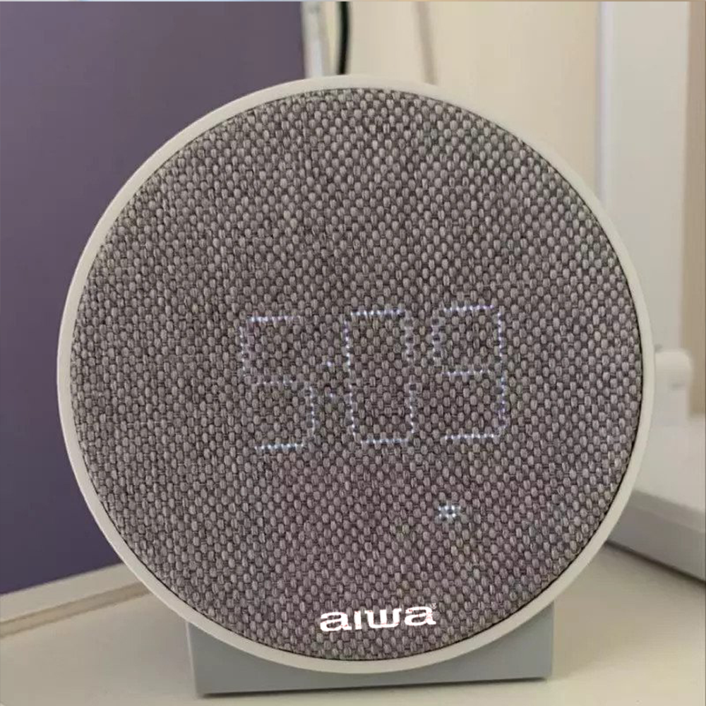 AIWA Round Digital Alarm Clock with USB Charger Grey