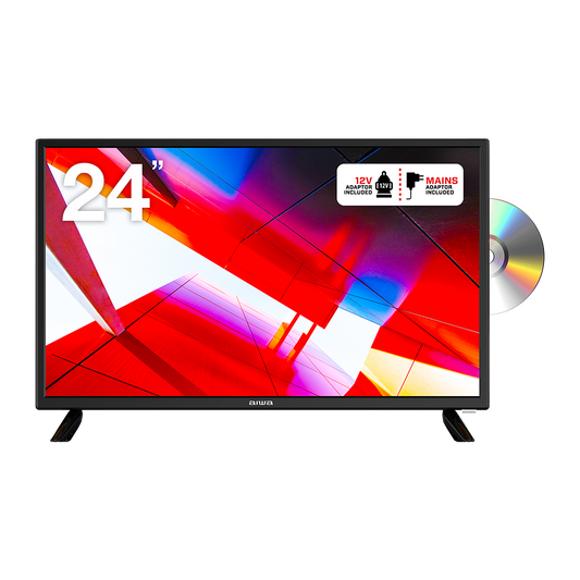 AIWA 24” HD LED TV with Built-In DVD Player – Compact TV for Caravan, Home, and Travel (AW240DVD)