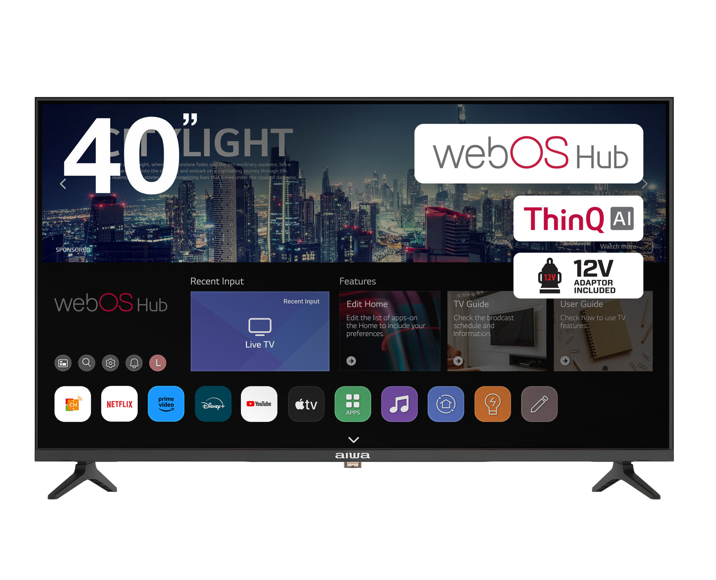 AIWA 40” Smart TV powered by webOS Hub (Model: AWC400W)