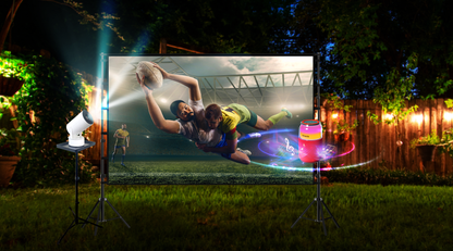 AIWA Portable Projector Combo with 120” Screen, Tripod Stand & Bluetooth Speaker (AWPL31C-WSTB)