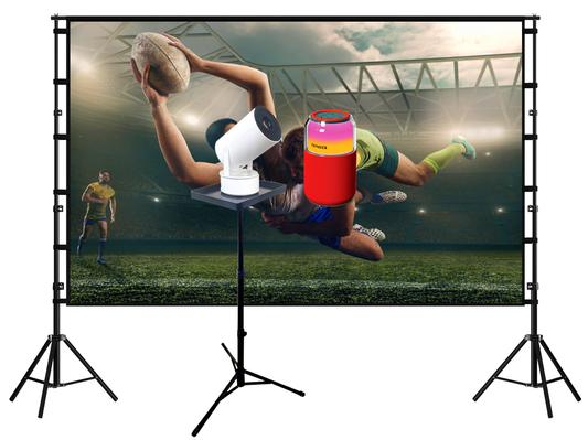 AIWA Portable Projector Combo with 120” Screen, Tripod Stand & Bluetooth Speaker (AWPL31C-WSTB)