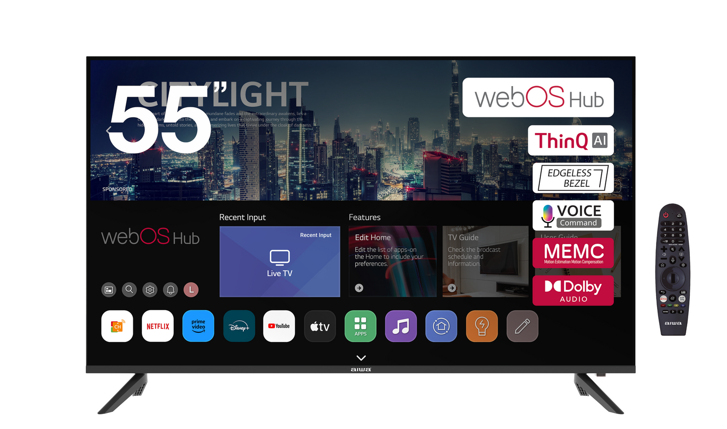 AIWA 55” 4K UHD Smart TV Powered by webOS Hub – AWS55DW