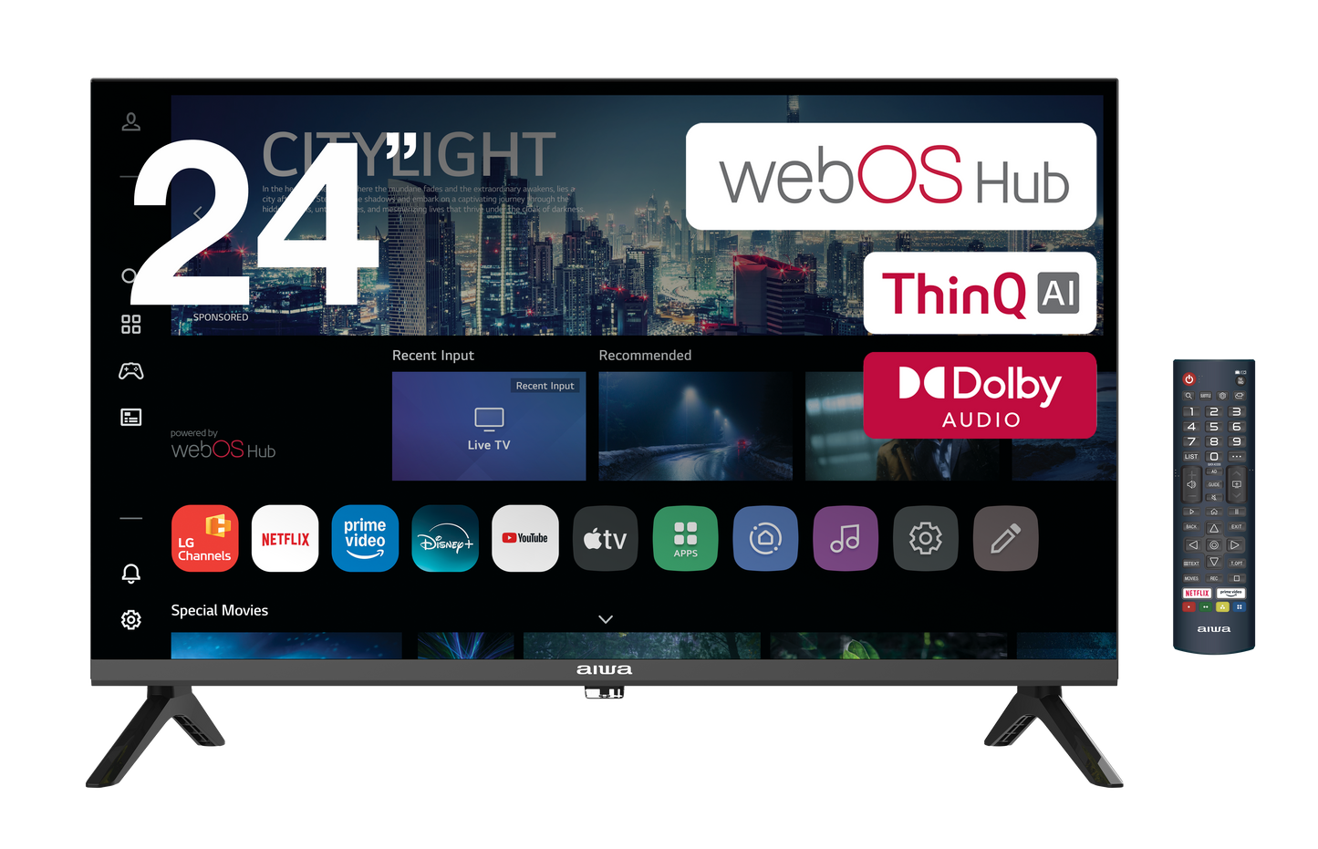 24” HD WebOS Smart TV – Portable Caravan & Home Entertainment TV with AC/DC Adapter, HDMI, USB & Dolby Audio