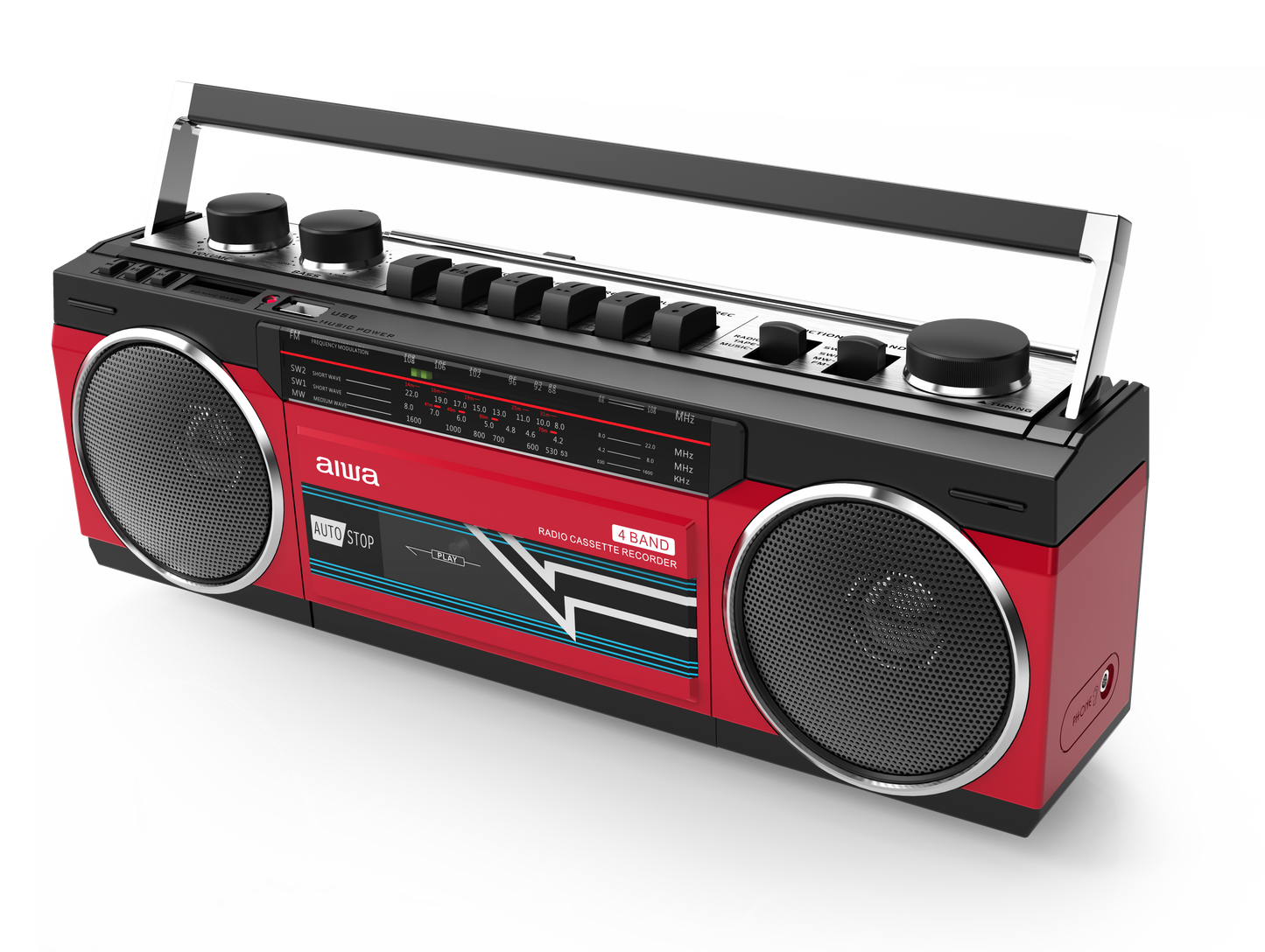 AIWA Retro Cassette Deck Bluetooth Boombox Radio with USB/SD MP3 Playback & AM/FM/SW Radio