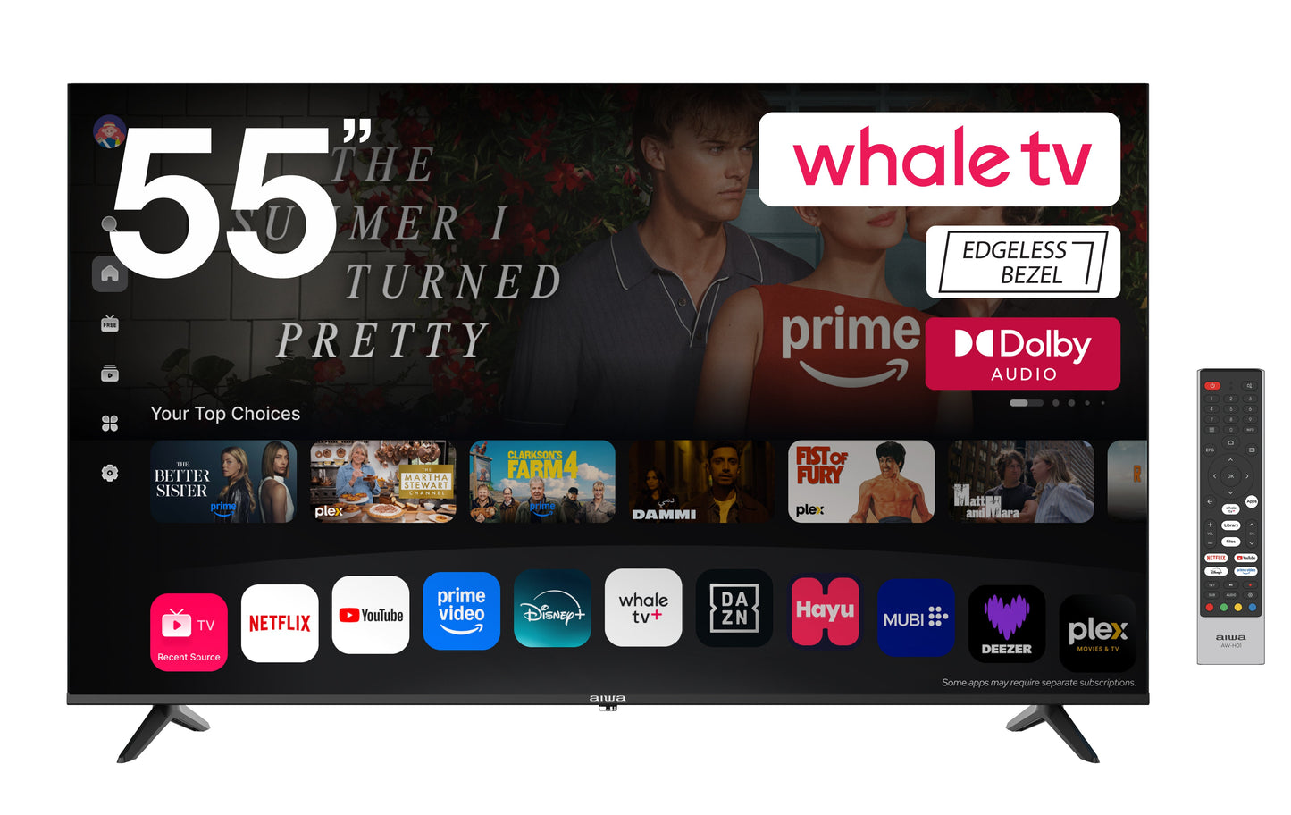 55" 4K UHD Smart LED TV with Whale TV+ and Dolby Audio for Home Entertainment