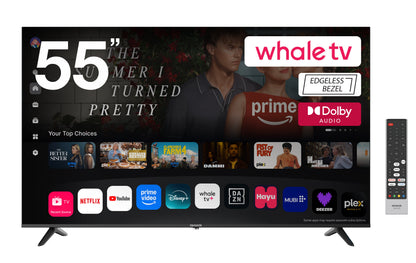 55" 4K UHD Smart LED TV with Whale TV+ and Dolby Audio for Home Entertainment