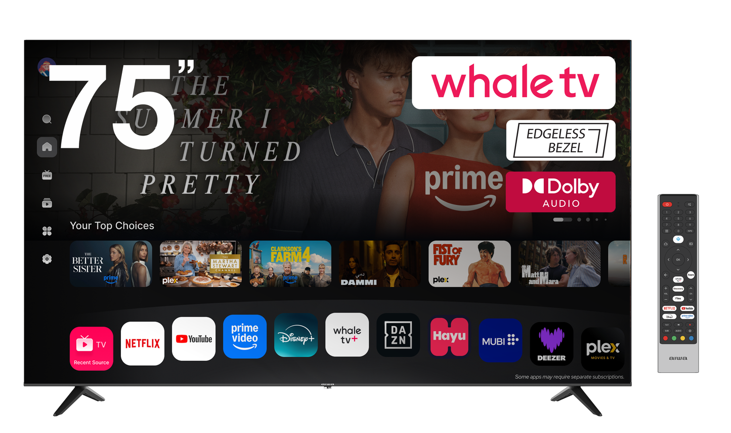 75" 4K Ultra HD Smart TV Powered by Whale TV with Voice Remote, Free TV, and USB Recording