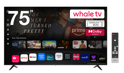 75" 4K Ultra HD Smart TV Powered by Whale TV with Voice Remote, Free TV, and USB Recording