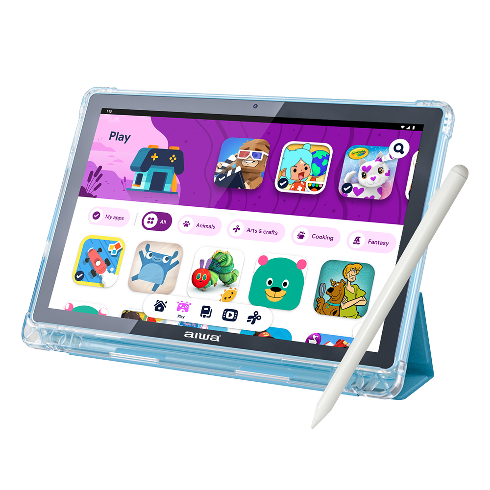 AIWA 10.1" Kids Wifi Tablet with Stylus Pen & Foldable Case