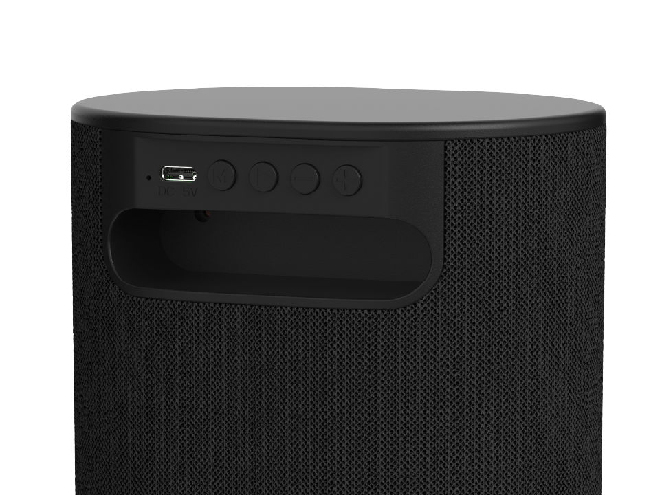 RHYTHM Bluetooth Wireless Speaker with FM Radio, USB-C Rechargeable, Fabric Texture Design – Ideal for Home & Office Audio