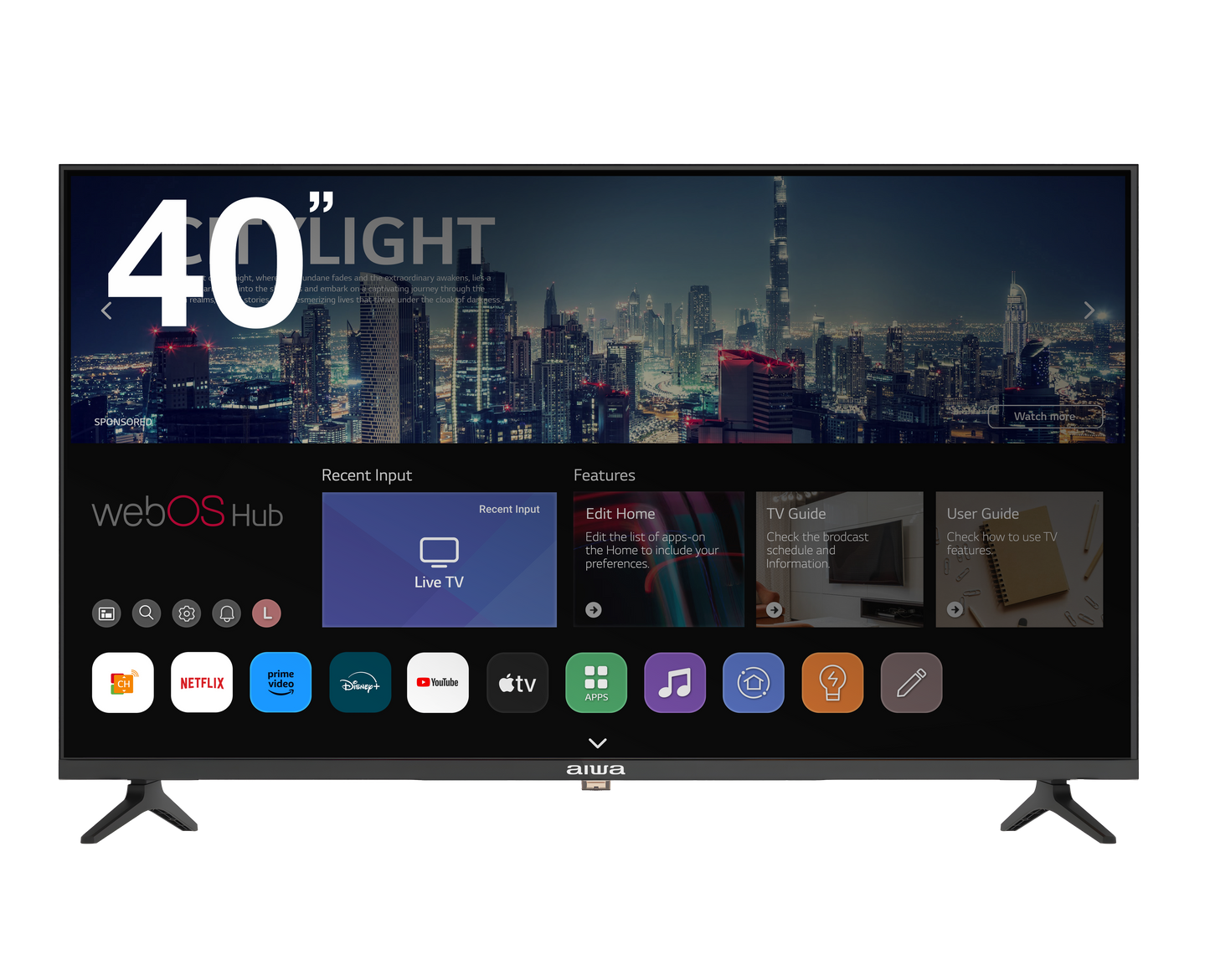AIWA 40” Full HD Smart TV with webOS Hub, Netflix & Bluetooth Connectivity – Ideal for Living Rooms & Bedrooms (AWC400W)