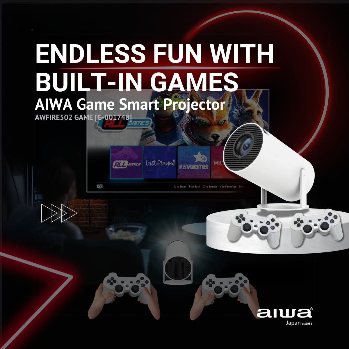 AIWA Game Projector With 2 Controllers