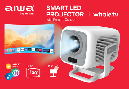 Smart LED Projector with Whale TV, FHD 1080P Home Entertainment Projector with Bluetooth Audio & Remote