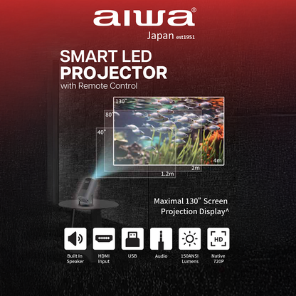 AIWA Smart LED Projector with Remote Control