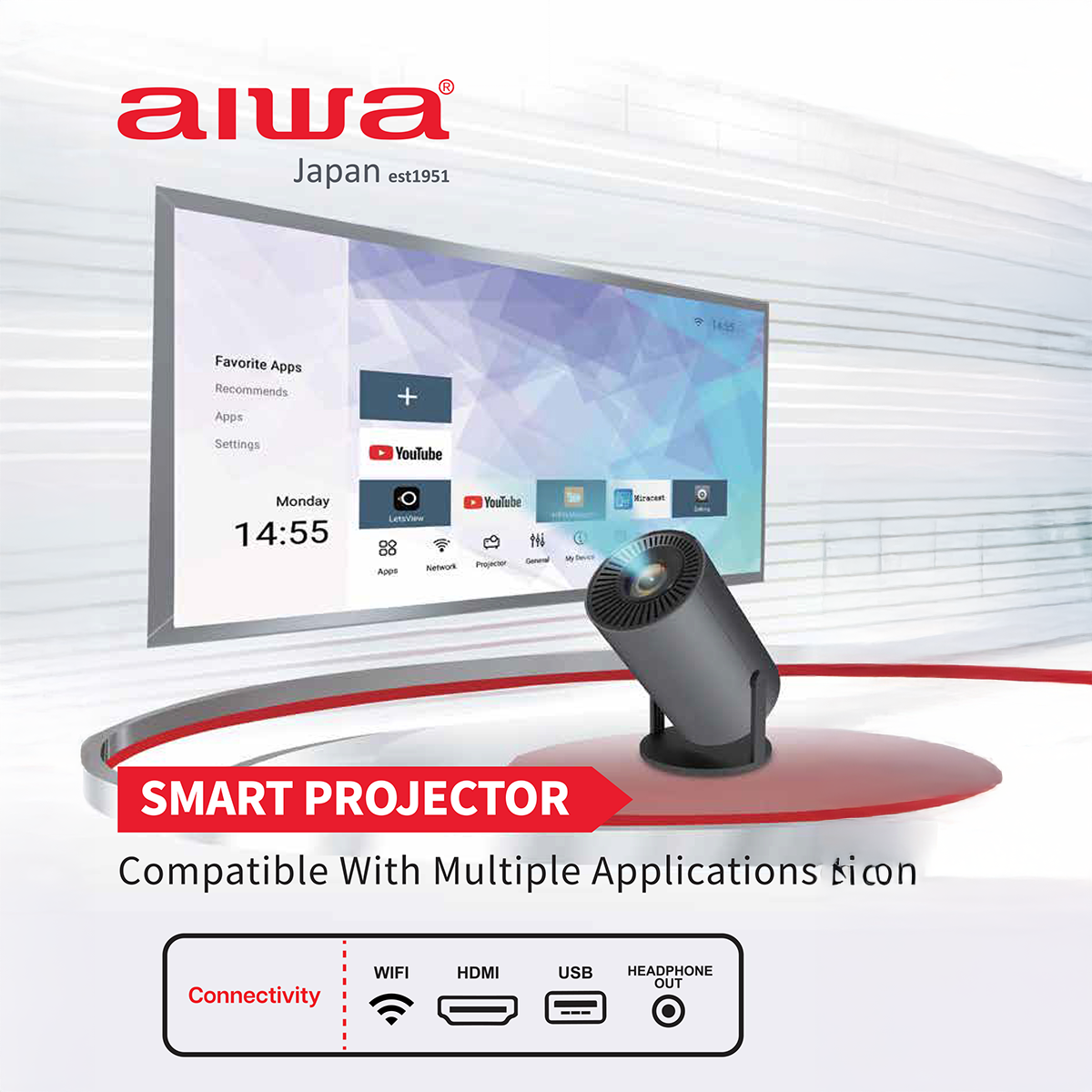 AIWA Smart LED Projector with Remote Control