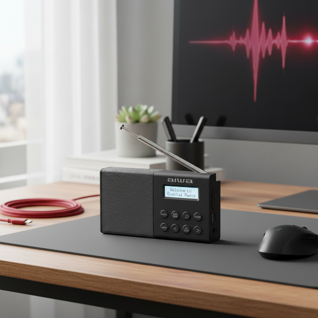 Bluetooth DAB/FM Digital Radio Rechargeable with USB-C, Dual Alarms, and LCD Display