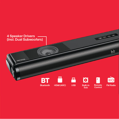 AIWA 2.1CH Cinematic Soundbar with Bluetooth, HDMI ARC & Dual Built-in Subwoofers (AWTK-2047)