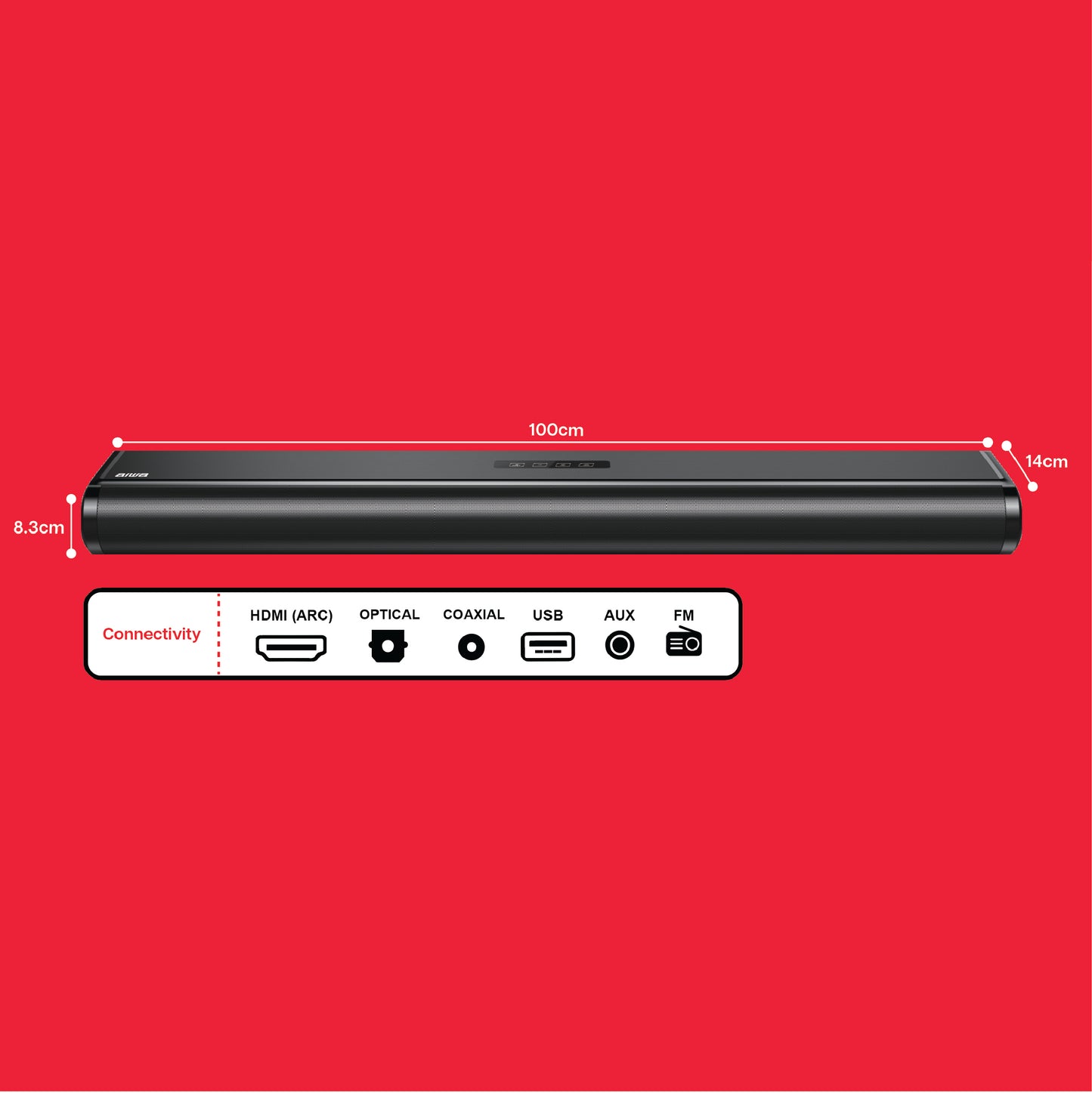 AIWA 2.1CH Cinematic Soundbar with Bluetooth, HDMI ARC & Dual Built-in Subwoofers (AWTK-2047)