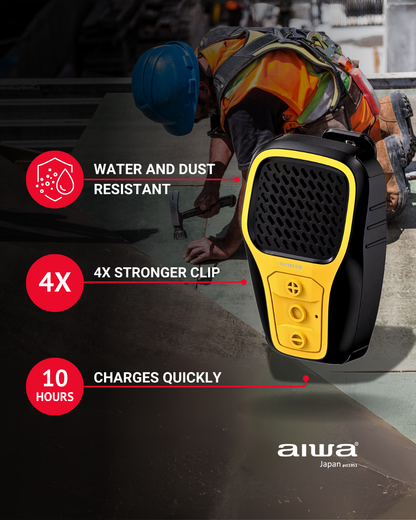 AIWA AWWS01 Wearable Bluetooth Speaker – Lightweight, hands-free, and water-resistant for outdoor and worksite use.
