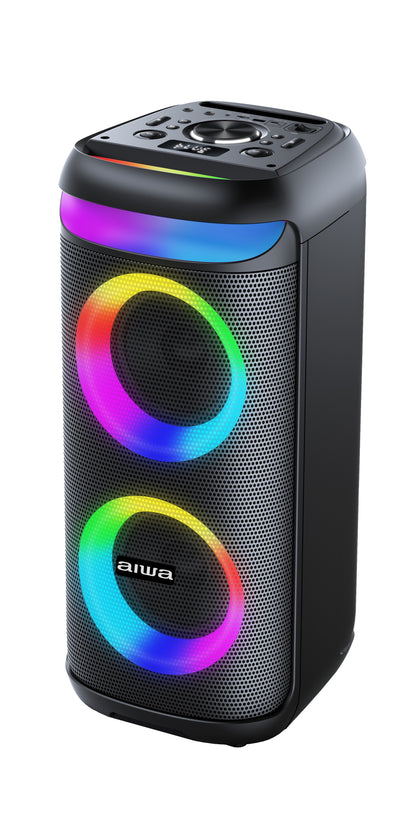 6.5" Boom Box Party Speaker with RGB Lights, Bluetooth 5.0, FM Radio, Karaoke Wireless Microphone
