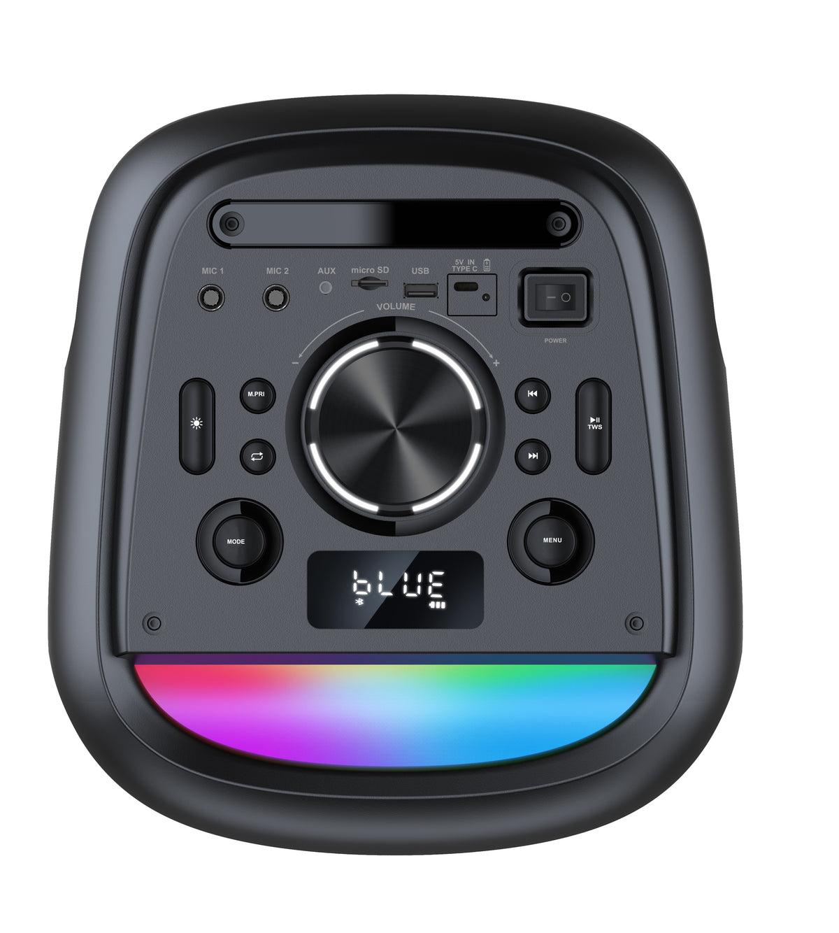 6.5" Boom Box Party Speaker with RGB Lights, Bluetooth 5.0, FM Radio, Karaoke Wireless Microphone