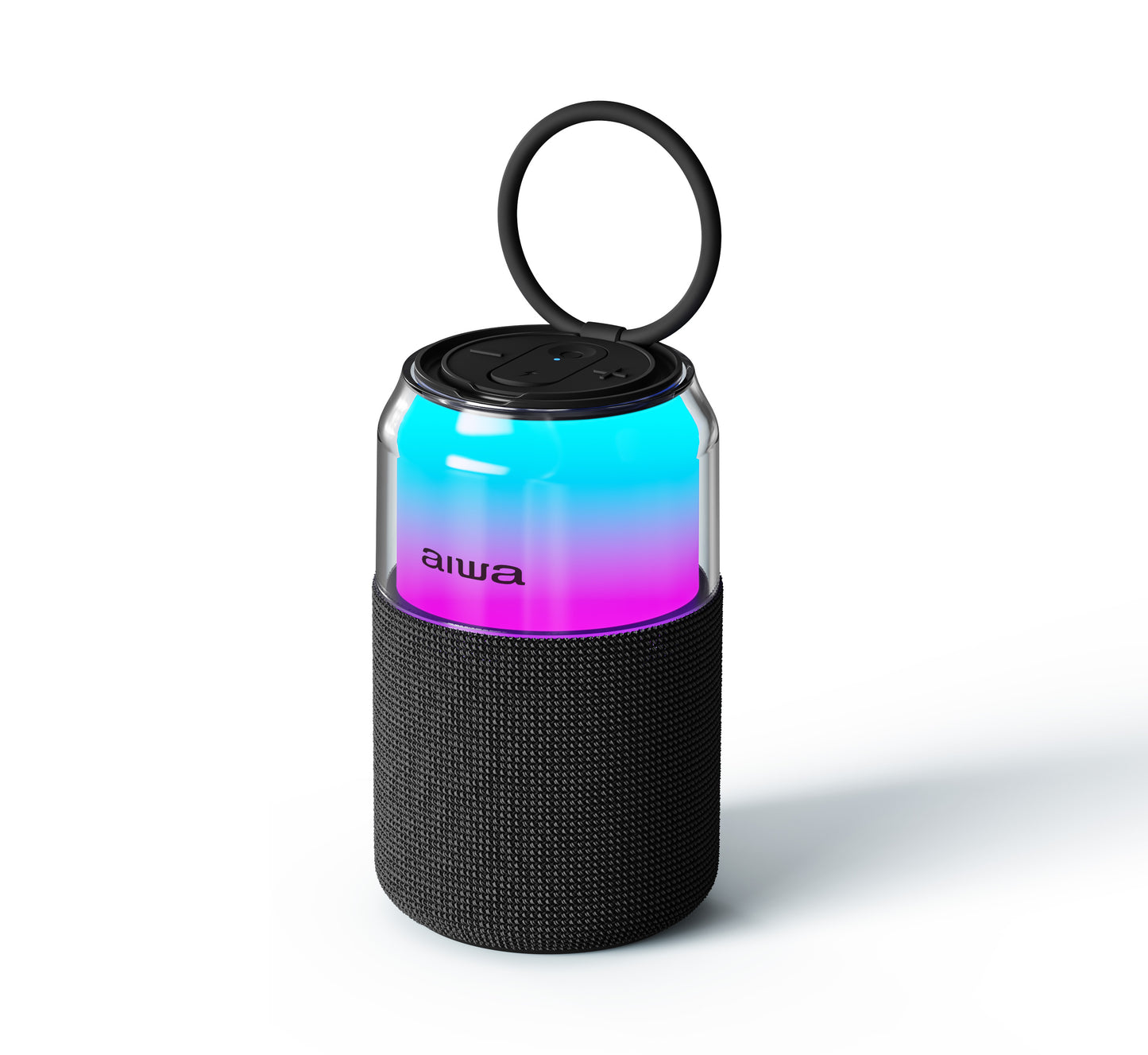 AIWA Bluetooth Can Speaker - Compact Wireless Speaker with LED Lights, USB-C & TWS Pairing (AWFS86-BLK)