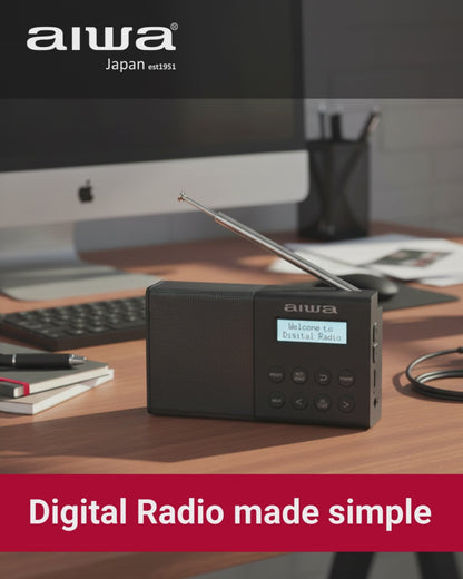 Bluetooth DAB/FM Digital Radio Rechargeable with USB-C, Dual Alarms, and LCD Display