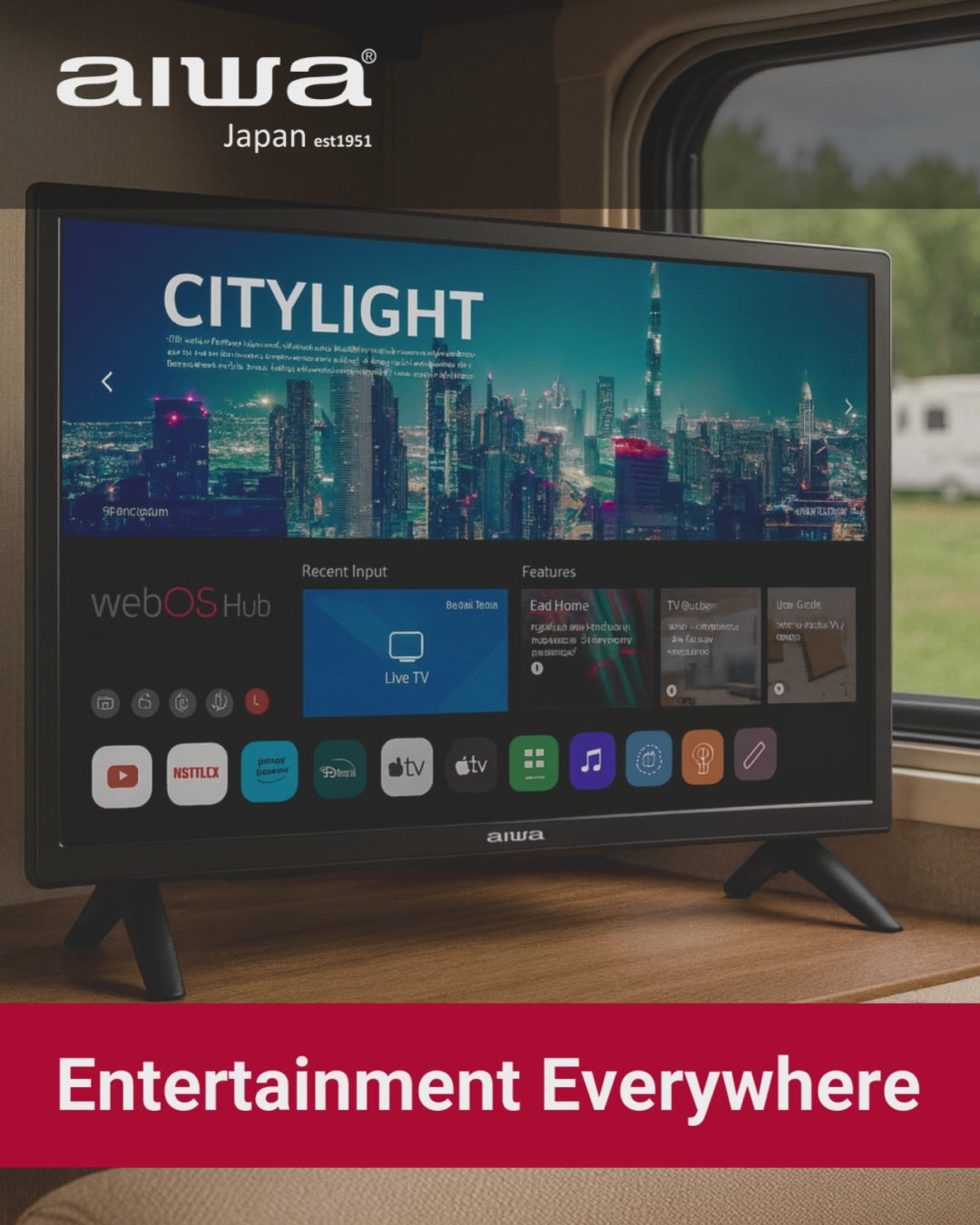 24” Smart TV with webOS Hub, 12V Caravan Support, and Built-in