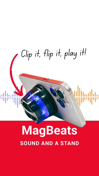 AIWA MagBeats TWS Mini Bluetooth Speaker – Magnetic Suction, RGB Lights, USB-C Charging, Compact Phone Stand