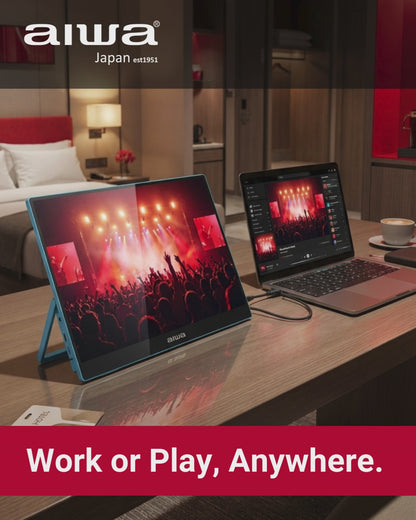 15.6” Touchscreen Portable Monitor - Full HD, Dual Speakers, USB-C & Mini HDMI Ports, Sapphire Blue