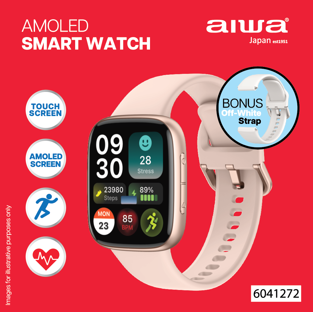 AIWA AMOLED Smart Watch with Bluetooth Calling and Workout Modes