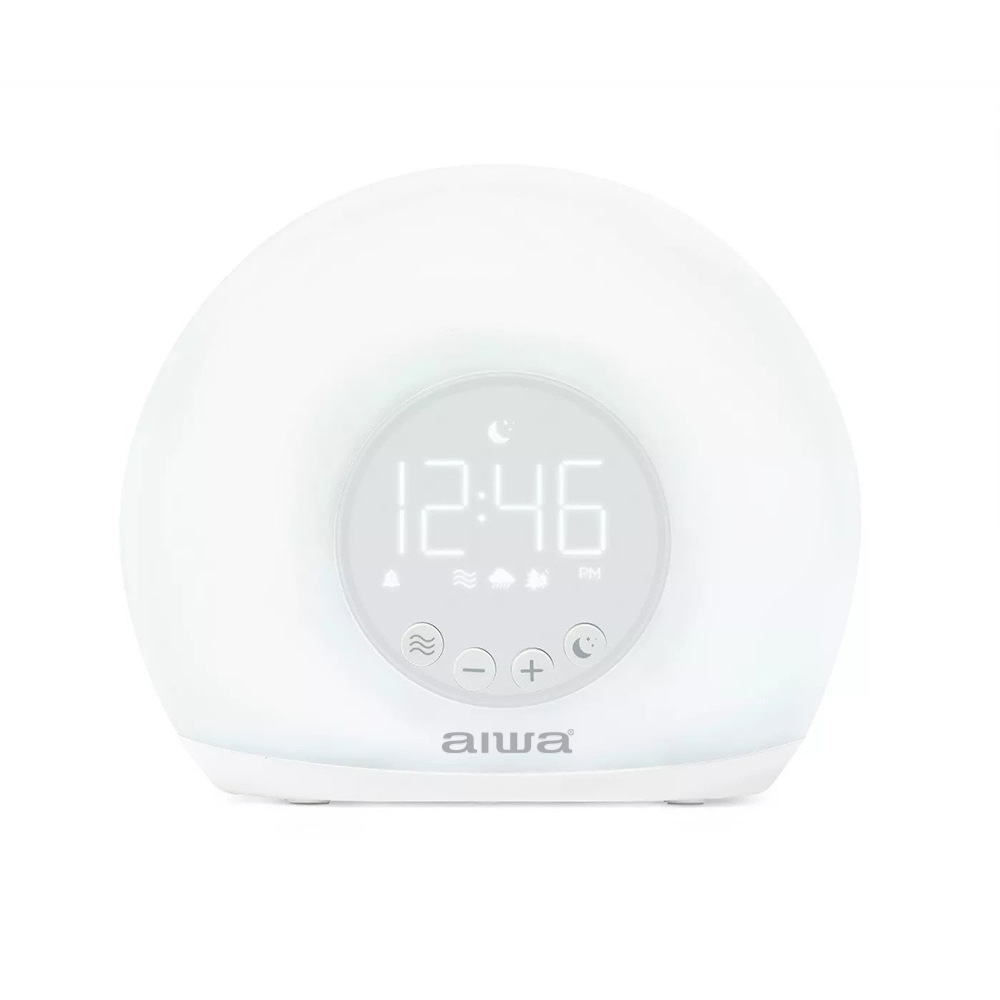 AIWA Moon Glow Table Digital Alarm Clock With Sunrise Light White