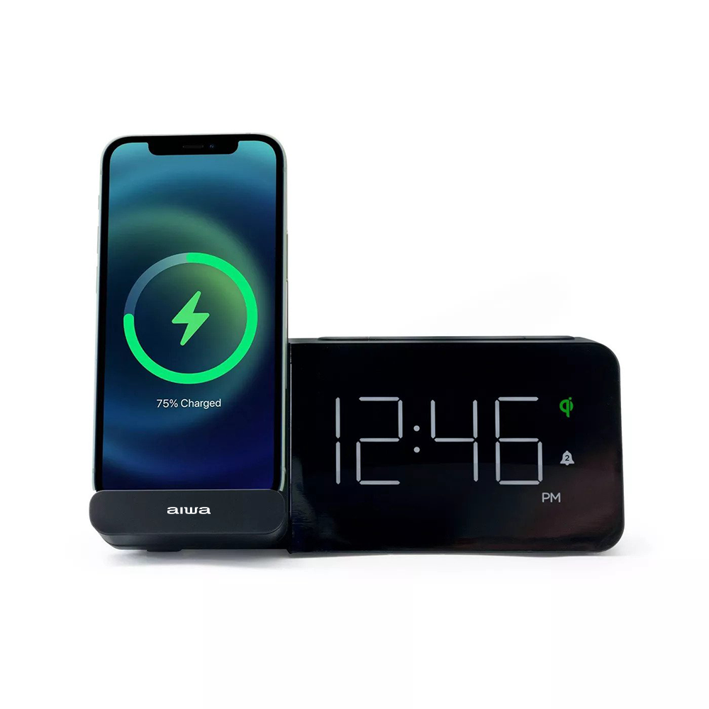 AIWA Power Stand Table Digital Alarm Clock Black