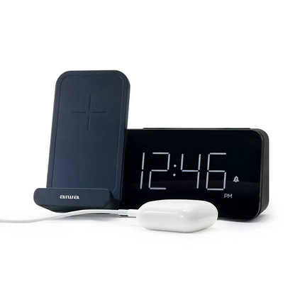 AIWA Power Stand Table Digital Alarm Clock Black