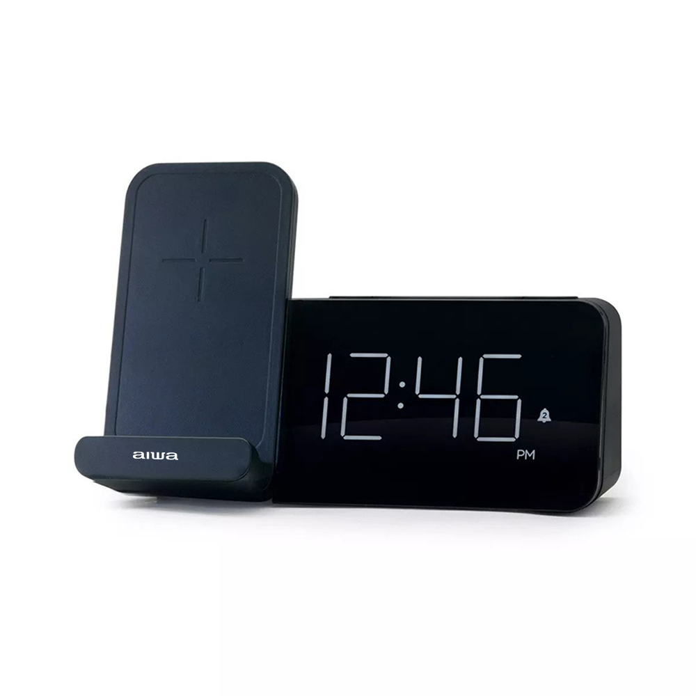 AIWA Power Stand Table Digital Alarm Clock Black