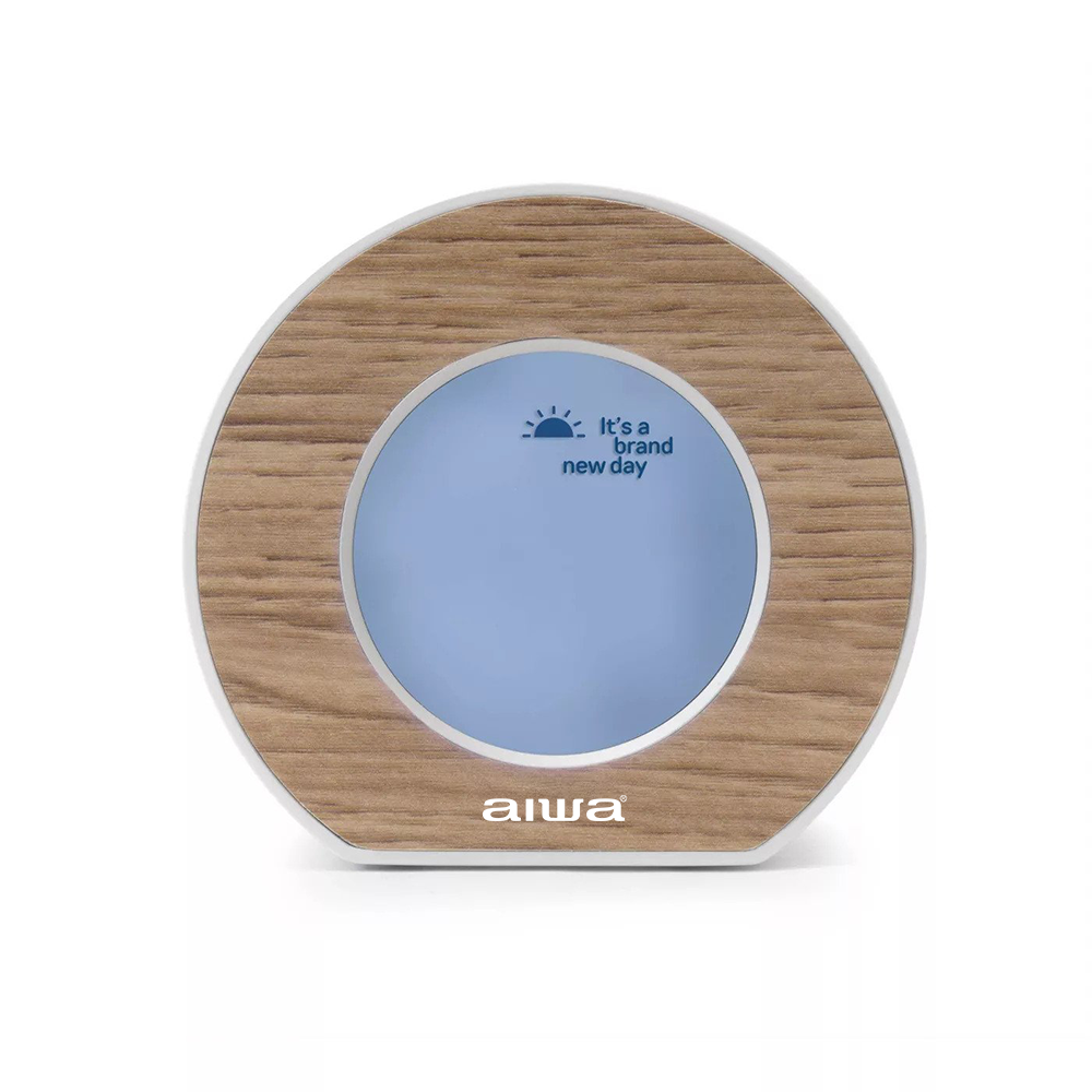 AIWA Wood Round Digtial Alarm Clock Pine
