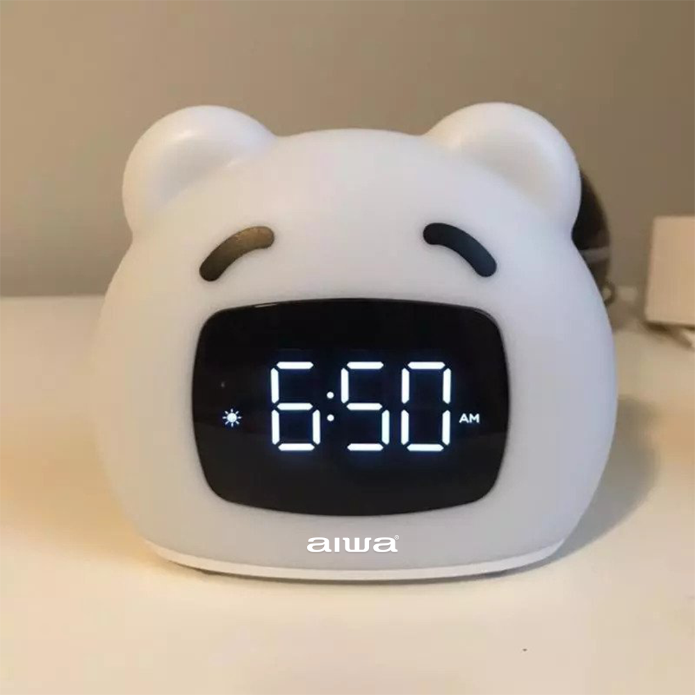 AIWA Digital Alarm Clock White Bear