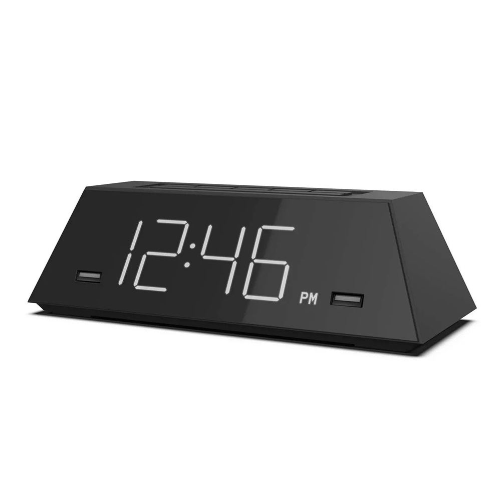 AIWA Digital Alarm Clock with USB Charging Ports White